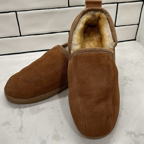 Romeo Genuine Shearling Leather OLD FRIEND Men’s Size 9 Slippers Chestnut - Picture 15 of 16